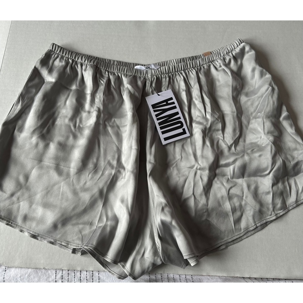 Lunya Washable Silk Sleep Shorts Grey Large NWT Loungewear Pajamas